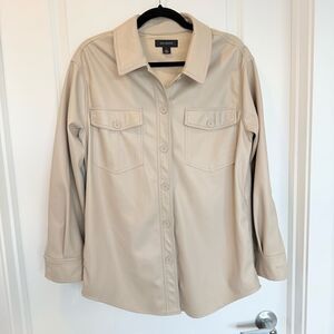HALOGEN | faux leather shacket